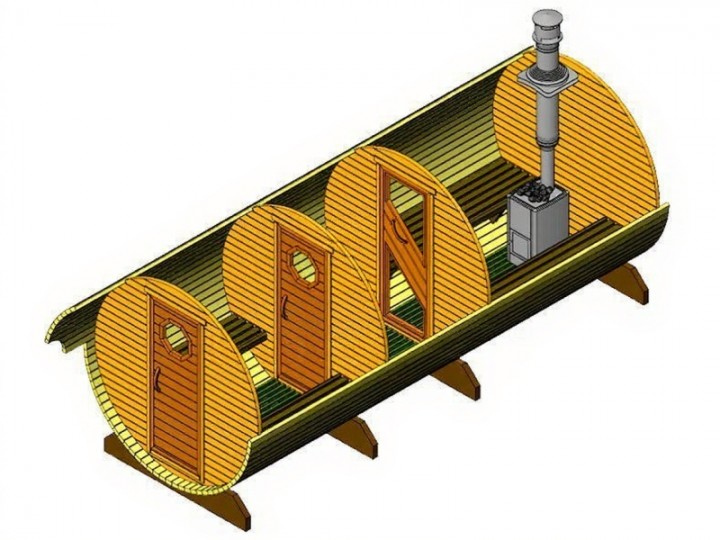 Баня-бочка, 5м, 3 отделения 