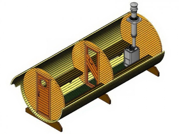 Баня-бочка, 6м, 2 отделения 